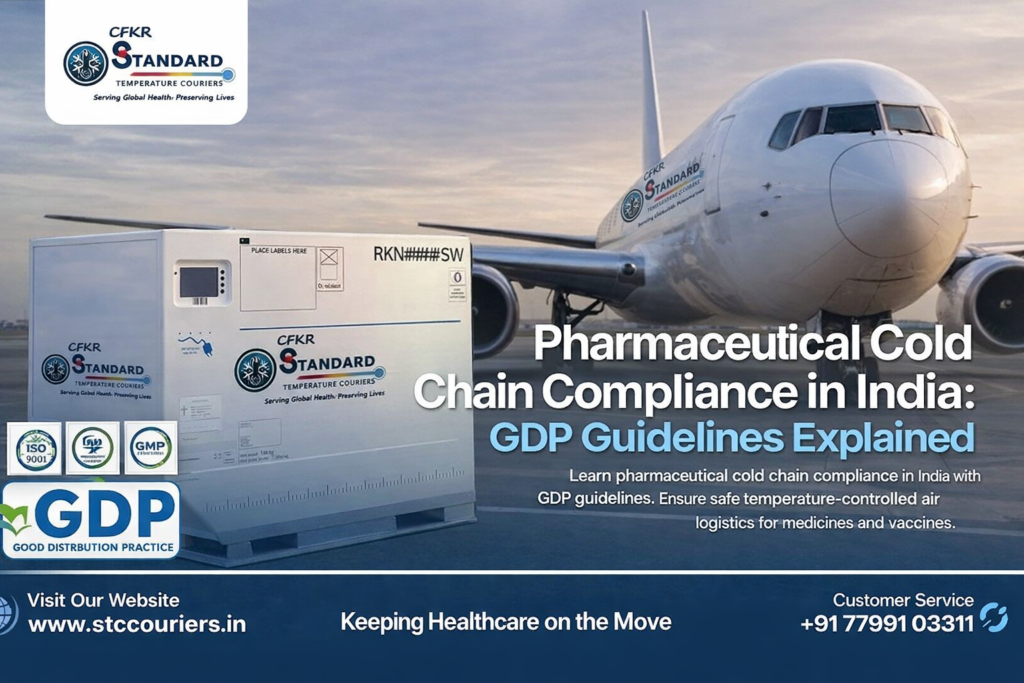 Pharmaceutical cold chain compliance India with GDP guidelines using temperature controlled air logistics by STC