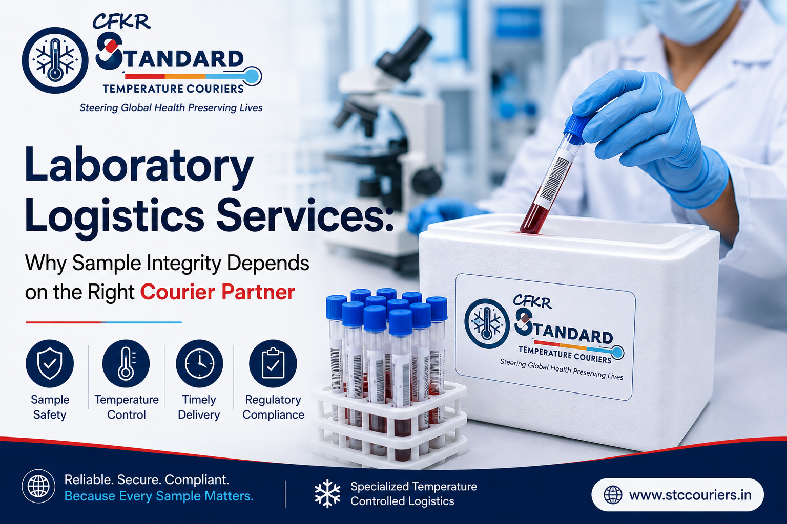 Laboratory logistics services for secure temperature-controlled sample transportation