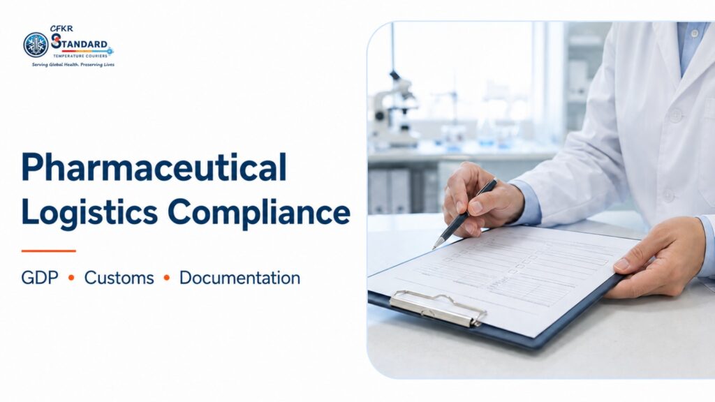 Pharmaceutical logistics compliance with GDP, customs, and documentation requirements